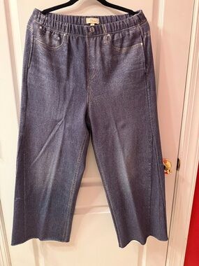 Elan Dark Wash Denim sweatpant Wide-Leg Pants